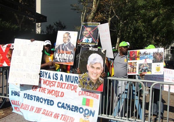 74ème AG-ONU : Des militants camerounais devant l’ONU, « Biya is a murder », « Libérez Kamto »