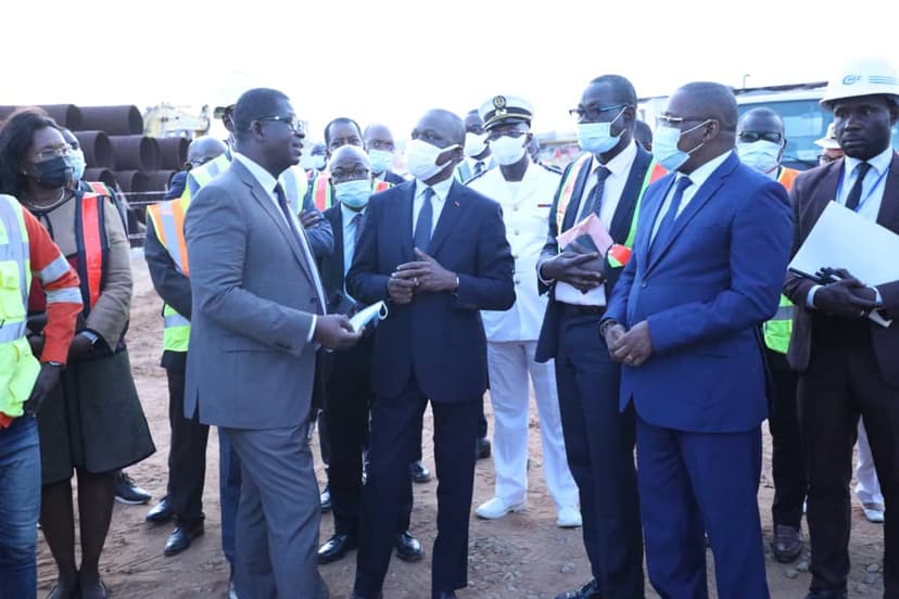 Port Autonome d'Abidjan: Amadou Koné et Serey Doh Célestin s'imprègnent des travaux de construction du terminal roulier, terminal céréalier et la nouvelle capitainerie