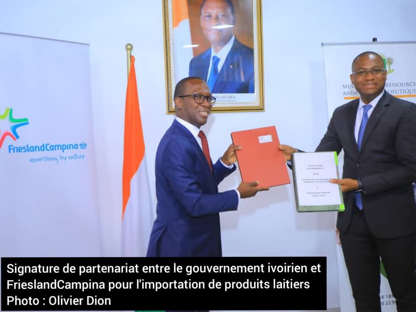 Produits laitiers : Le gouvernement signe un partenariat avec un industriel néerlandais pour les importations de la Côte d’Ivoire