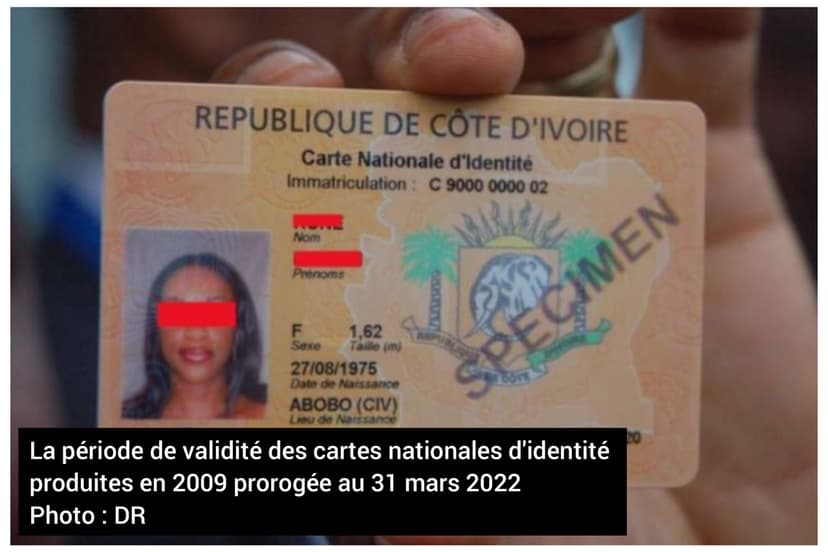 Côte d'Ivoire : la période de validité des cartes nationales d'identité produites en 2009 prorogée au 31 mars 2022