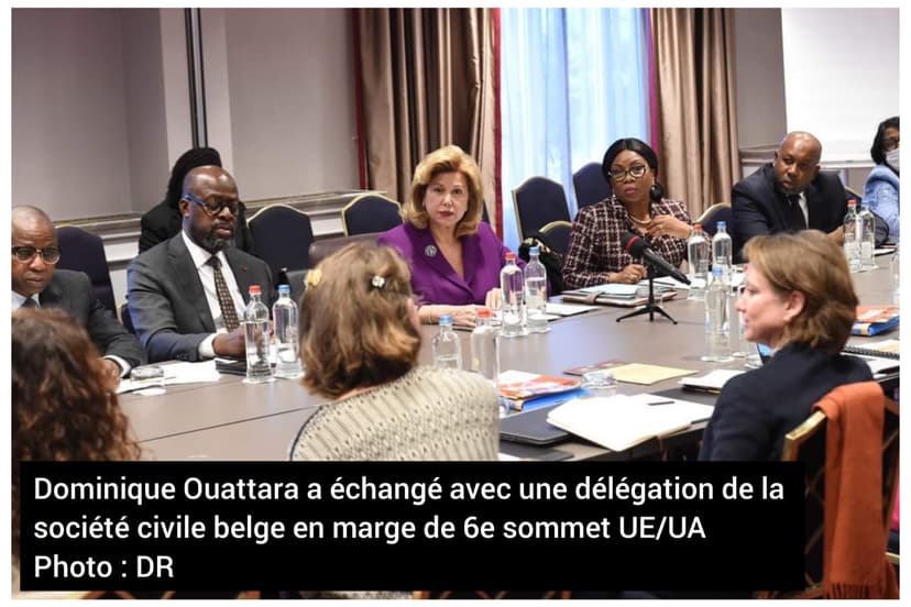 6e Sommet UE-UA à Bruxelles : cacao ivoirien et droit des enfants au cœur des échanges entre Dominique Ouattara et la société civile belge