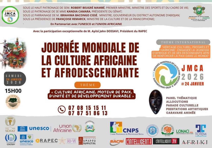 JMCA 2026 à Abidjan : la culture africaine socle de la paix et du développement durable
